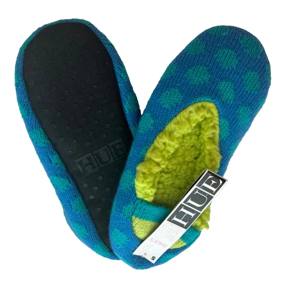 (NEW) Women's/Juniors Hue Shues Polka Dot Comfy/Cozy Slippers Size S (4-6)